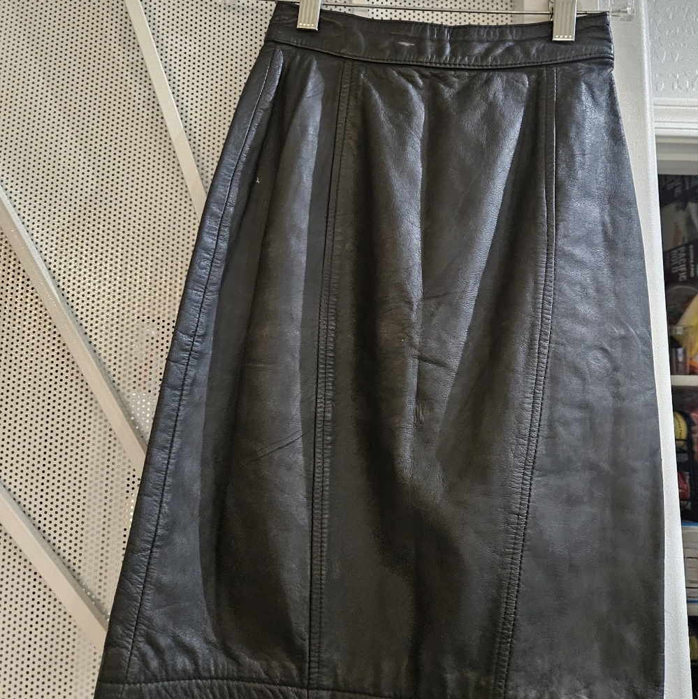 Black leather skirt